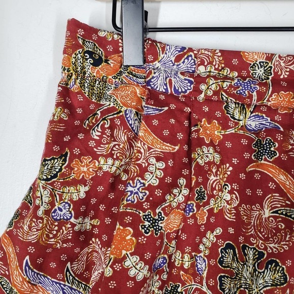 Le Gong Batik Outfit Set XL Rust Oriental Floral Sleeveless Top Shorts - Picture 14 of 16